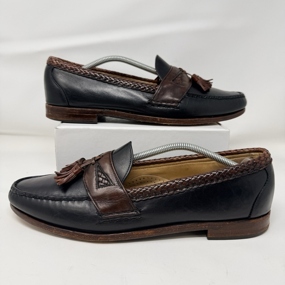 Allen Edmonds Maxfield‎ Tassel Loafers 13B Narrow Black Brown Leather USA Woven